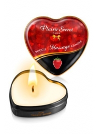 Массажная свеча с ароматом клубники Bougie Massage Candle - 35 мл. - Plaisir Secret - купить с доставкой в Королеве