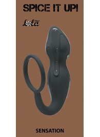 Серое эрекционное кольцо Sensation с анальным стимулятором - Lola Games - в Королеве купить с доставкой