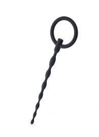 Чёрный уретральный плаг с кольцом - ToyFa - купить с доставкой в Королеве