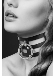 Чёрный тройной чокер с большим кольцом - Bijoux Pour Toi - купить с доставкой в Королеве