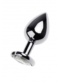 Серебристая анальная пробка с прозрачным кристаллом-сердцем - 8 см. - ToyFa - купить с доставкой в Королеве