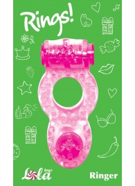 Розовое эрекционное кольцо с вибрацией Rings Ringer - Lola Games - в Королеве купить с доставкой