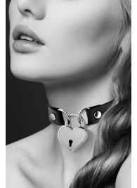 Черный чокер с замком в форме сердца - Bijoux Pour Toi - купить с доставкой в Королеве