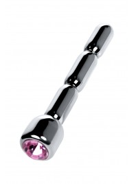 Серебристый уретральный плаг со стразом - 7 см. - ToyFa - купить с доставкой в Королеве