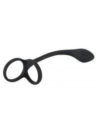 Эрекционное кольцо с утяжкой на мошонку и анальным плаг Black Velvets - Orion - в Королеве купить с доставкой