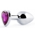 Серебристая анальная пробка с фиолетовым кристаллом-сердечком - 8 см. - Anal Jewelry Plug - купить с доставкой в Королеве