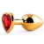 Золотистая анальная пробка с красным стразом-сердечком - 8 см. - Anal Jewelry Plug - купить с доставкой в Королеве