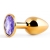 Золотистая анальная пробка с фиолетовым стразом - 7,2 см. - Anal Jewelry Plug - купить с доставкой в Королеве