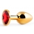 Золотистая анальная пробка с красным стразом - 7,2 см. - Anal Jewelry Plug - купить с доставкой в Королеве
