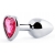 Серебристая анальная пробка с розовым кристаллом-сердечком - 7 см. - Anal Jewelry Plug - купить с доставкой в Королеве