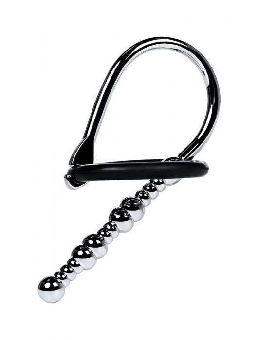 Серебристый уретральный плаг-бусины TOYFA Metal с мягким фиксириющим кольцом - ToyFa - купить с доставкой в Королеве