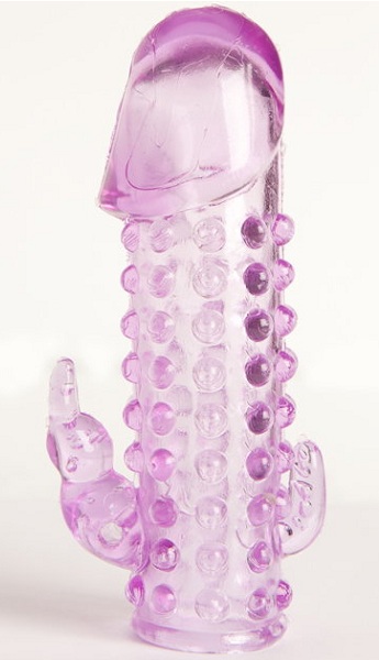 Закрытая фиолетовая насадка с 2 отростками - 13 см. - Toyfa Basic - в Королеве купить с доставкой