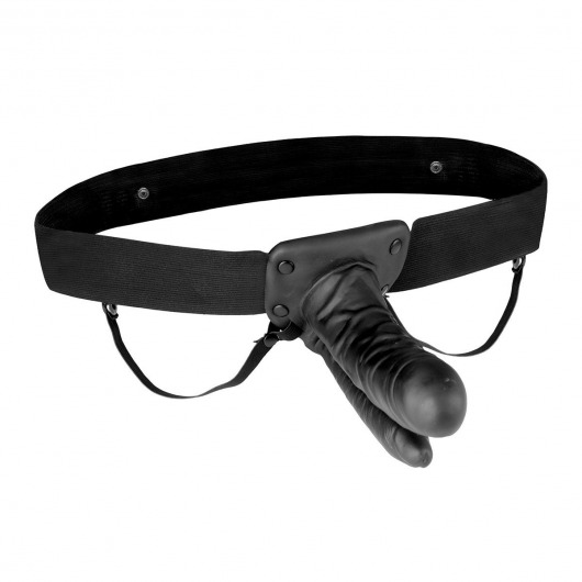 Полый страпон с двумя отростками и вибрацией Unisex Vibrating Hollow Strap-On Double Penetrating Dildo - 17,8 см. - Lux Fetish - купить с доставкой в Королеве