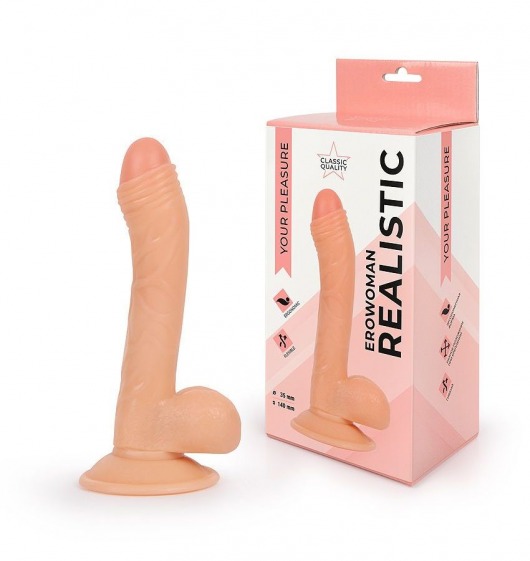 Фаллоимитатор с мошонкой Erowoman телесного цвета - Erowoman-Eroman