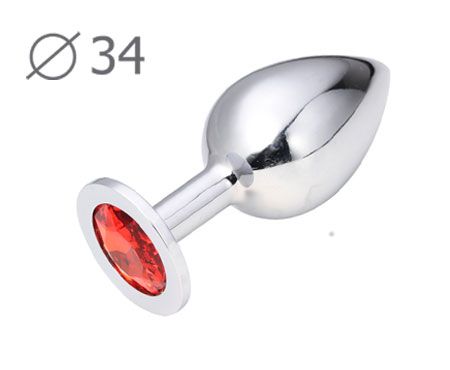 Коническая серебристая анальная втулка с красным кристаллом - 8,2 см. - Anal Jewelry Plug - купить с доставкой в Королеве
