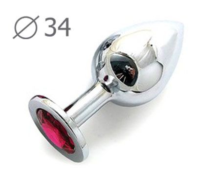 Коническая серебристая анальная втулка с малиновым кристаллом - 8,2 см. - Anal Jewelry Plug - купить с доставкой в Королеве