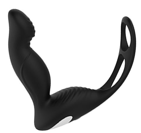Черный вибромассажер простаты P-PLEASER W ERECTION ENHANCE - Dream Toys - в Королеве купить с доставкой