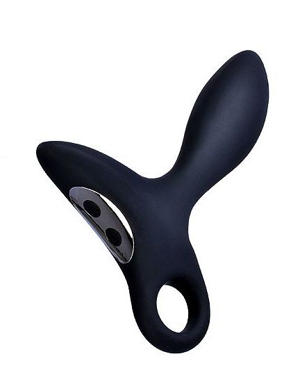Черный силиконовый анальный вибромассажер Erokey с колечком-ограничителем - Erokay - в Королеве купить с доставкой