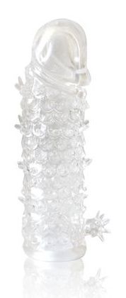 Закрытая прозрачная рельефная насадка Crystal sleeve - 13 см. - Erowoman-Eroman - в Королеве купить с доставкой