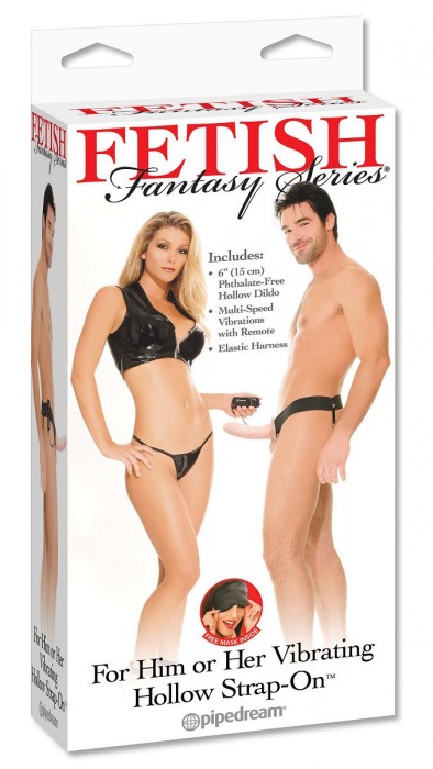 Полый страпон унисекс телесного цвета с вибрацией For Him or Her ​Vibrating Hollow Strap-On - 15 см. - Pipedream - купить с доставкой в Королеве