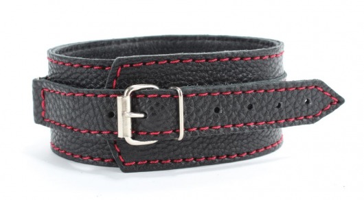 Черный ошейник из натуральной кожи с шипами - БДСМ Арсенал - купить с доставкой в Королеве