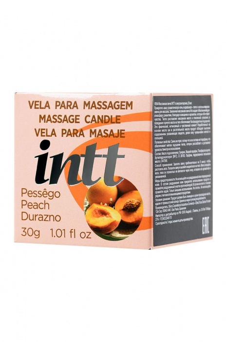 Массажная свеча для поцелуев Peach с ароматом персика - 30 гр. - INTT - купить с доставкой в Королеве