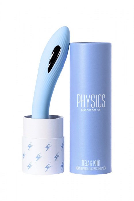 Голубой силиконовый вибратор с электростимуляцией TESLA G-POINT - 21 см. - ToyFa - купить с доставкой в Королеве