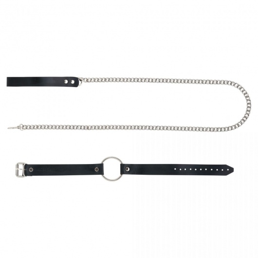 Черный поводок и чокер с кольцом Rada - Rebelts - купить с доставкой в Королеве