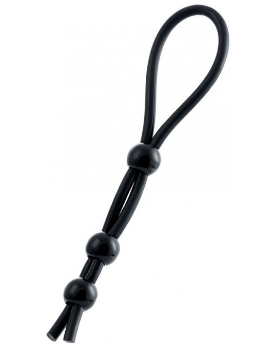 Черное лассо на пенис с тремя бусинами - A-toys - в Королеве купить с доставкой