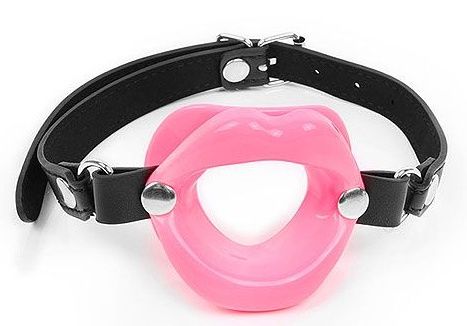 Розовый кляп-губки на черном ремешке - Notabu - купить с доставкой в Королеве