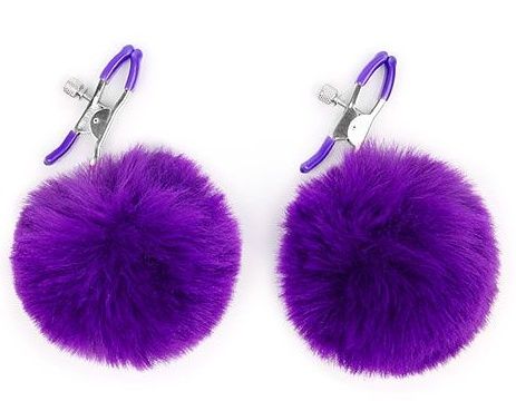 Зажимы для сосков с фиолетовым пушком - Notabu - купить с доставкой в Королеве