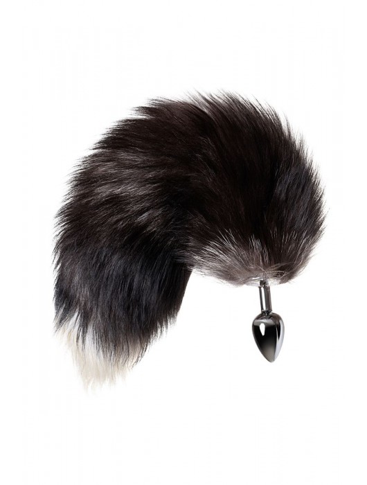 Серебристая металлическая анальная втулка с хвостом чернобурой лисы - размер S - ToyFa - купить с доставкой в Королеве
