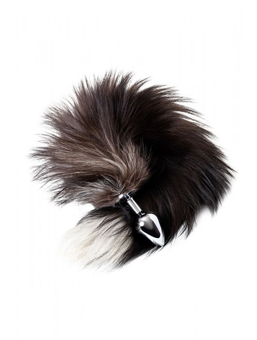 Серебристая металлическая анальная втулка с хвостом чернобурой лисы - размер S - ToyFa - купить с доставкой в Королеве