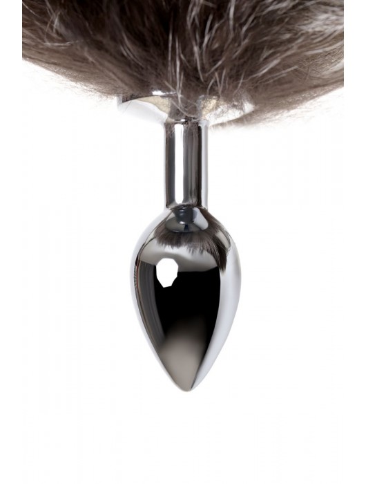 Серебристая металлическая анальная втулка с хвостом чернобурой лисы - размер S - ToyFa - купить с доставкой в Королеве