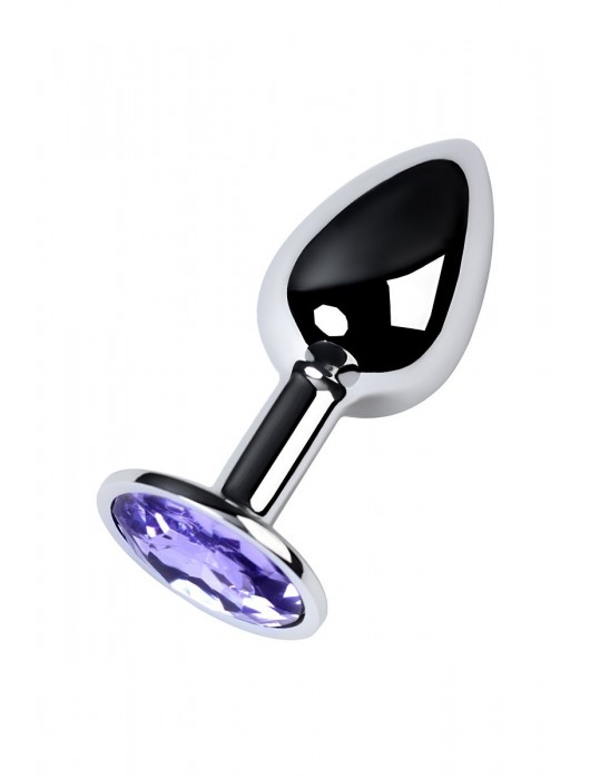 Серебристая конусовидная анальная пробка с фиолетовым кристаллом - 7 см. - ToyFa - купить с доставкой в Королеве
