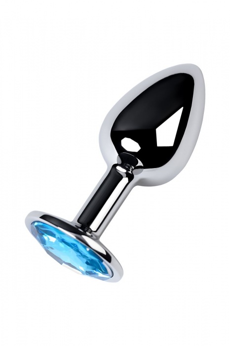 Серебристая конусовидная анальная пробка с голубым кристаллом - 7 см. - ToyFa - купить с доставкой в Королеве