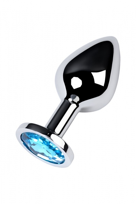Серебристая конусовидная анальная пробка с голубым кристаллом - 8 см. - ToyFa - купить с доставкой в Королеве