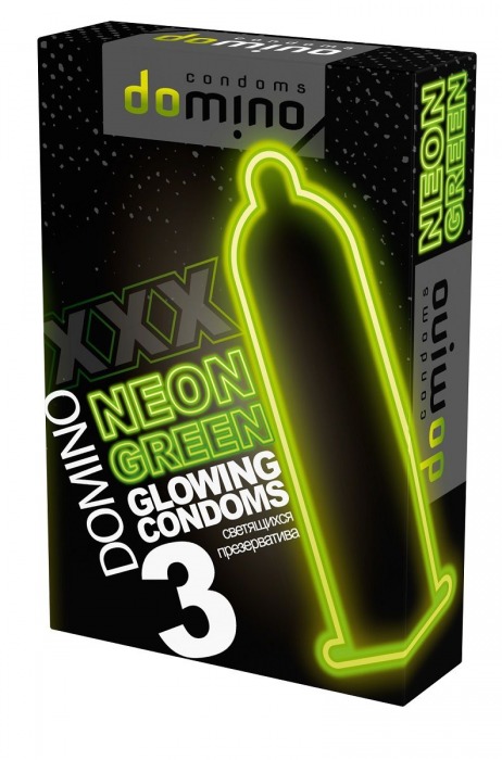 Презервативы DOMINO Neon Green со светящимся в темноте кончиком - 3 шт. - Domino - купить с доставкой в Королеве