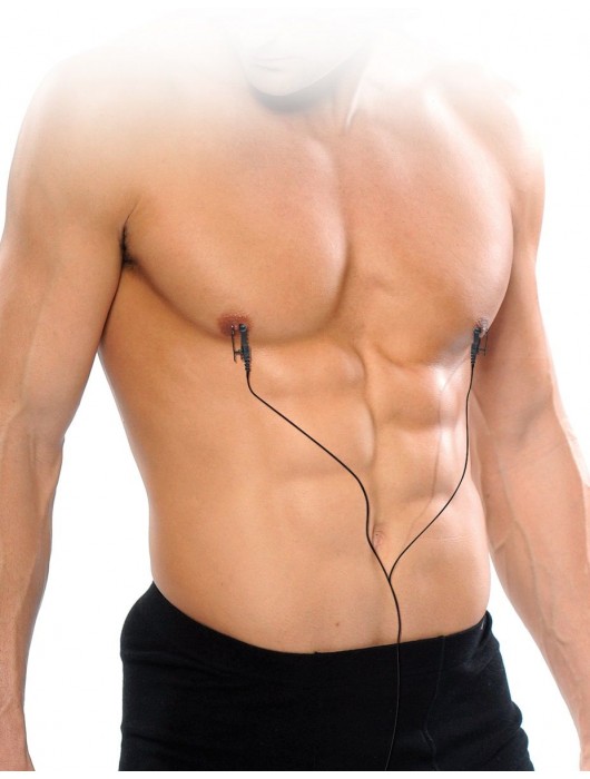 Черные электрические зажимы для сосков Shock Therapy Nipple Clamps - Pipedream - купить с доставкой в Королеве