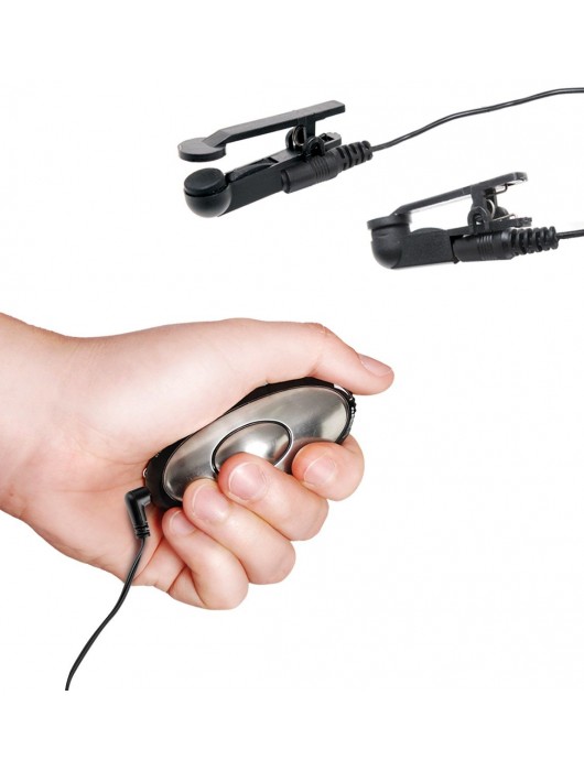 Черные электрические зажимы для сосков Shock Therapy Nipple Clamps - Pipedream - купить с доставкой в Королеве