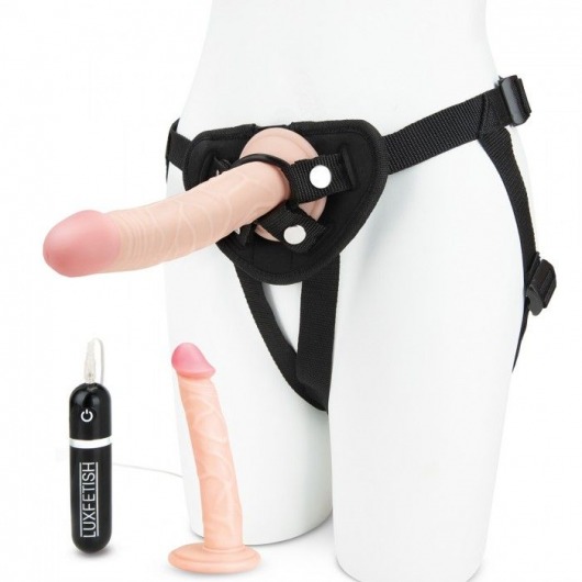 Регулируемые трусики с 2 насадками - 16 и 15 см. - Lux Fetish - купить с доставкой в Королеве