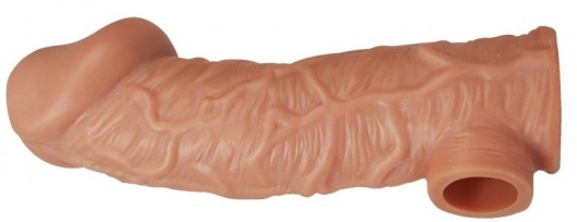 Телесная насадка на фаллос с отверстием для мошонки EXTREME SLEEVE - 17,6 см. - KOKOS - в Королеве купить с доставкой