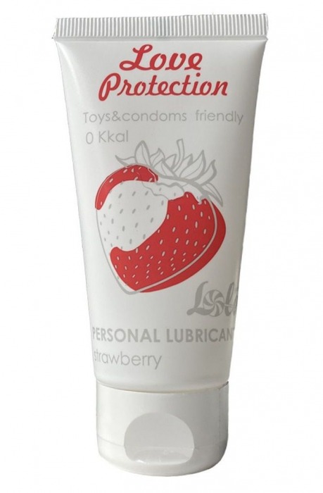 Лубрикант на водной основе с ароматом малины Love Protection Strawberry - 50 мл. - Lola Games - купить с доставкой в Королеве