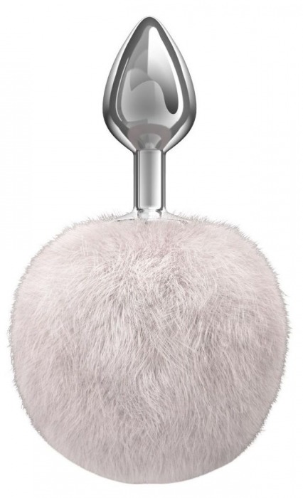 Серебристая анальная пробка с белым пушистым хвостиком Twinkle - Lola Games - купить с доставкой в Королеве