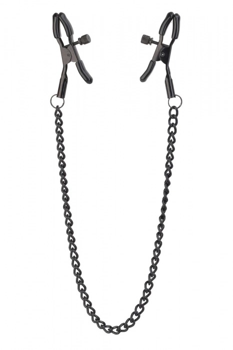 Черные зажимы на соски на цепочке BLAZE DELUXE NIPPLE CLAMPS - Dream Toys - купить с доставкой в Королеве