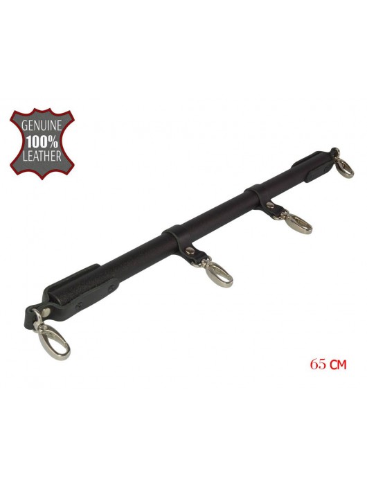 Черная металлическая распорка с кожаными ремешками и карабинами - 65 см. - Sitabella - купить с доставкой в Королеве