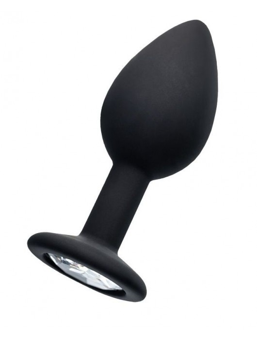 Черная анальная втулка с прозрачным стразом - 7,2 см. - POPO Pleasure - купить с доставкой в Королеве