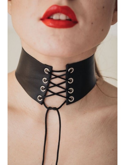 Оригинальный чокер со шнуровкой впереди - БДСМ Арсенал - купить с доставкой в Королеве