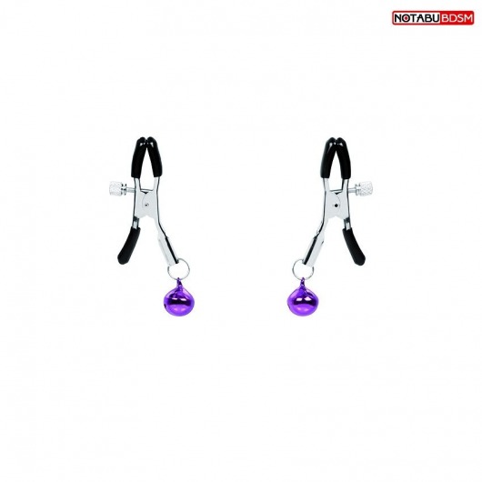 Оригинальные зажимы на соски с фиолетовыми шариками - Notabu - купить с доставкой в Королеве