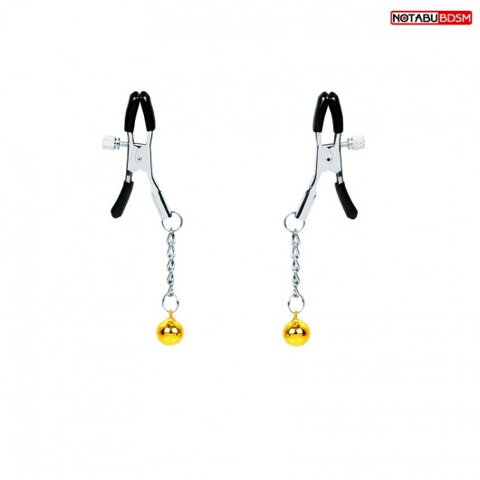 Оригинальные зажимы на соски с желтыми шариками - Notabu - купить с доставкой в Королеве